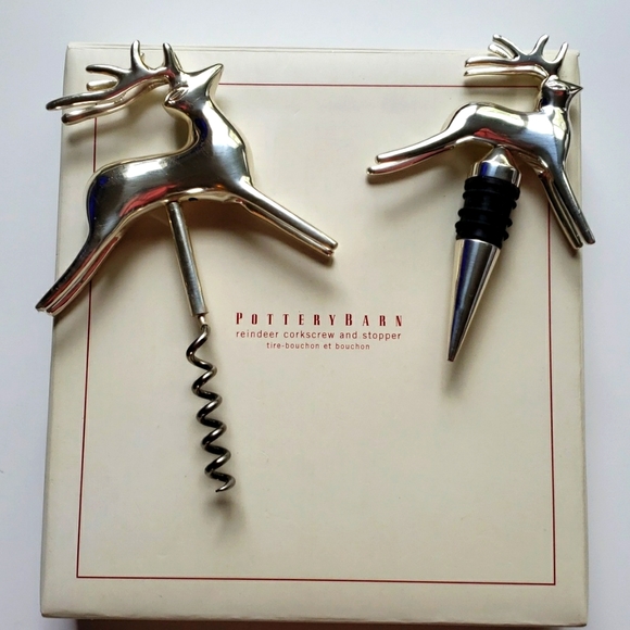 Pottery Barn Reindeer Corkscrew and Stopper New - Picture 2 of 16
